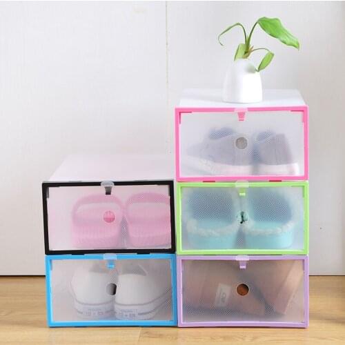 T S-K25 Thicken Crystal Transparent Color Shoebox Plastic DIY Folding Drawer Shoes Storage Box Sorting Box for Collection