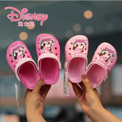 Disney Mickey Mouse Baby Slippers Girls Cute Cartoon Slippers Girls Beach Sandals Childrens Hole Shoes
