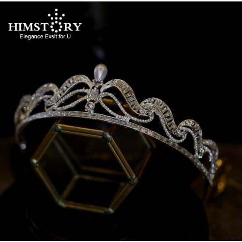 Himstory Crystal Bridal Wedding Tiaras and Crowns Bridal Hair Accessories Wedding Hair Jewelry Rhinestone Tiara Bride Headpiece