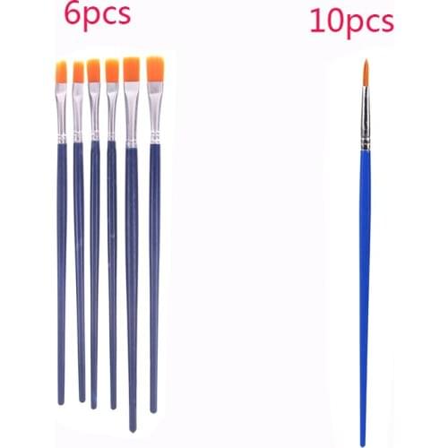 Art Supplies Hot sale 6Pcs/Set Watercolor Gouache Paint Brushes Different Shape Round Pointed Tip Nylon Hair Painting Brush Set