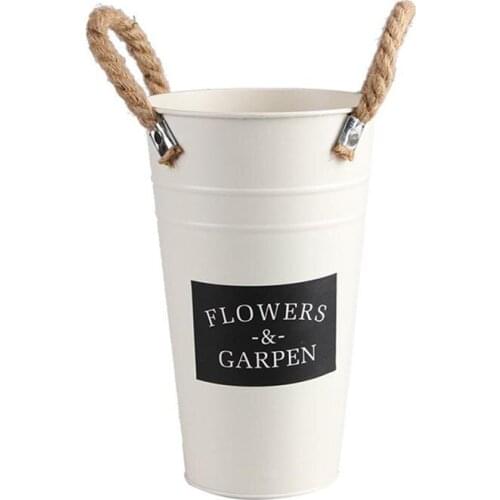 Vintage Tin Bucket Old Iron Flower Tube Dried Flower Floor Vase