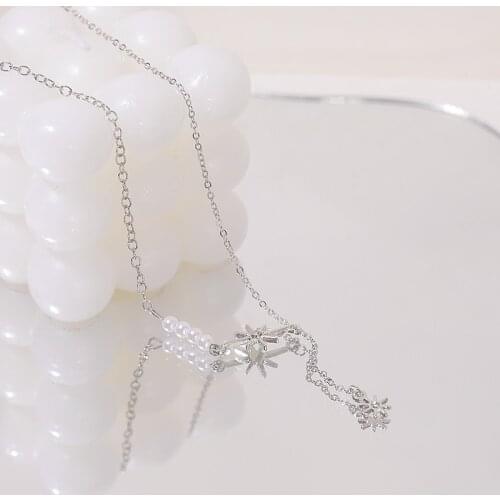 South Korean Imitation Pearl Light Luxury Niche Ins Cool Design Feeling 2021 New Eight Star Neck Chain And Clavicle Chain