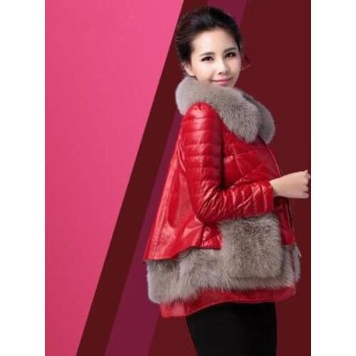 Genuine Leather Jacket Women Sheepskin Real Leather Jacket Fox Fur Collar Winter Coat Women Clothes 2020 Duck Down Jacket PY1515