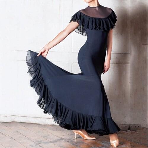 Good Quality Latin Dance Dresses For Ladies Black Colors Novel Design Skirts Wears Charming Women Modern Ballroom Clothing B014