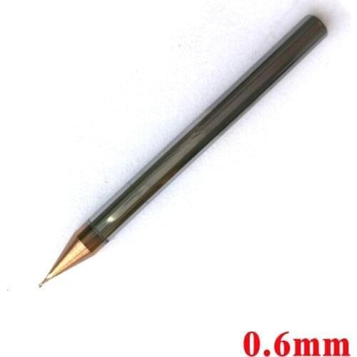 0.6mm D0.6*1.2*D4*50 2 Flutes HRC60 Tungsten Square End Mills Spiral Bits Carbide CNC Flat Endmill Router Bits
