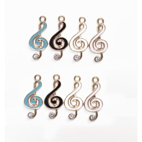 10pcs/lot Enamel Metal Music Note Charms Pendants Neacklace DIY Earrings Handmade Girl Music Charm Jewelry Making