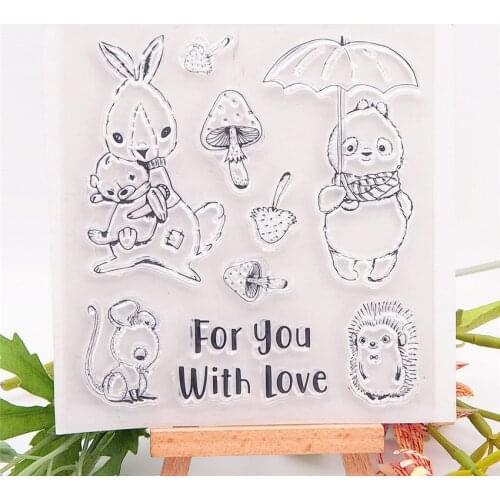 11.5*12.5CM Umbrella Bunny Transparent Clear Stamps / Silicone Seals Roller Stamp For DIY Scrapbooking Photo Album/Card Making