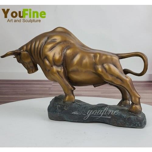 16.4" Bronze Bull Sculpture Wall Street Bronze Fierce Bull Statue Animals Sculpture For Home Office Decoration Craft Ornaments