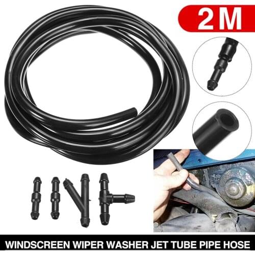 2M Black Windscreen Wiper Washer Spray Jet Tube Pipe Hose Universal Rubber Tube Pipe with Connectors