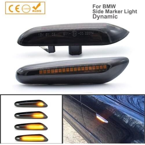 2Pcs Dynamic For BMW E90 E91 E92 E60 E82 E83 E84 E87 E46 X3 X5 LED Side Marker Lights Car Accessories No Error Turn Signal Lamps