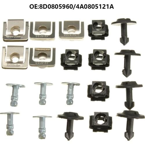 20PCs/Set Car Fastener Clip Under Engine Cover Screw Tools Set Compatible with Audi A5/A6 8D0805960/4A0805121A