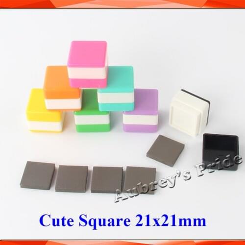 5Pcs Square 21x21mm Holder plus Rubber Pad for Photosensitive Portrait Flash Stamp Machine Cute