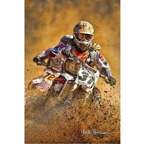 5D Diy Full round square Diamond Painting Motorcycle racing scenery Embroidery Cross Stitch Mosaic living room Decor