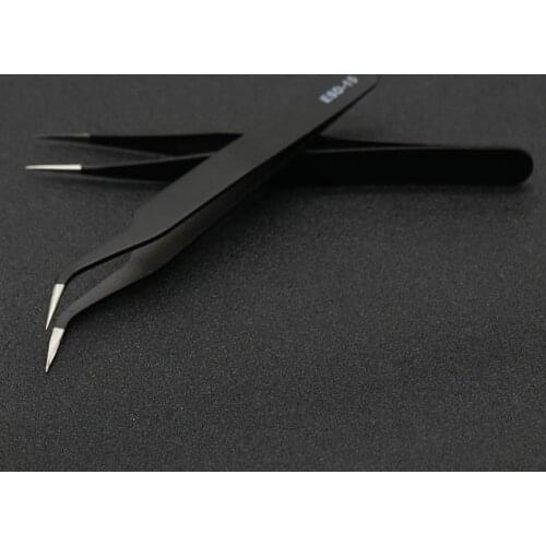 Anti-static ESD Stainless Steel Tweezers Maintenance Tools Industrial Precision Curved Straight Tweezers Repair Tools 2020