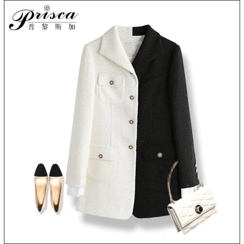 Black New small fragrance and white color matching design