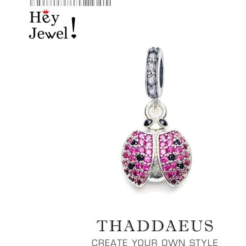 Pure 925 Sterling Silver Trendy 2019 Spring Brand New Lady Bug Pendant Charm Cute Gift Fit Bracelet For Women Fashion Jewelry