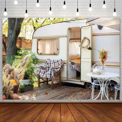 Motorhome Travel Backdrop Tree Reed Chair Plank Newborn Baby Shower Photography Background Photostudio Photocall Photozone Decor