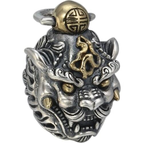 EDC 925 Silver with Brass Knife Beads A Pendant Paracord Outdoor DIY Decorations 925 Silver with Brass Camping Gear EDC Tools