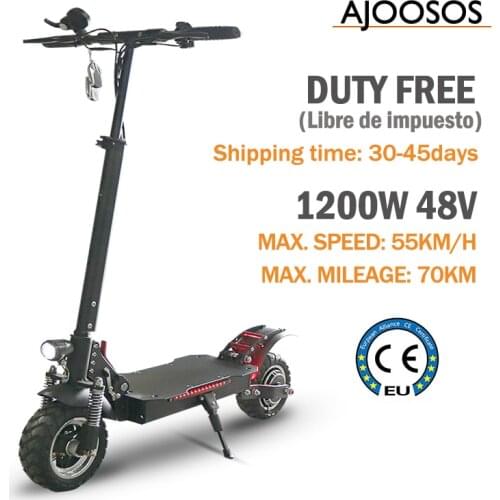 Freestyle 10inch Fat Tire Electric Scooter 1200W Hoverboard Anti-theft 55km/h Speed 48V 18Ah Lithium Battery elektrische step