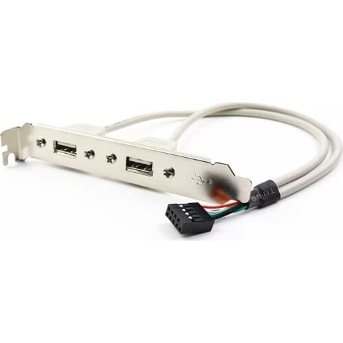 USB Expansion Cable Two-Port USB 2.0 Baffle PC Motherboard Line USB Rear Baffle Computer Chassis USB Baffle Line 9 pin 30CM