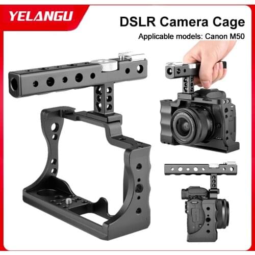 Yelangu Camera Cage for Canon M50 Anti-Shake Aluminum Alloy Handheld Dslr Camera Cage for Photographers