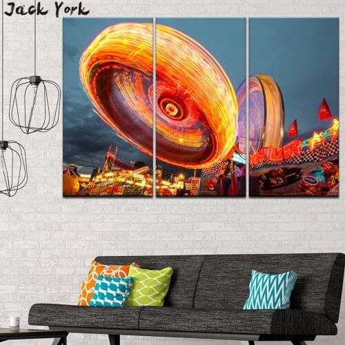 Canvas Painting Melbourne Amusement Park, Australia 3 Pieces Wall Art Painting Modular Wallpapers Poster Print Home Decor