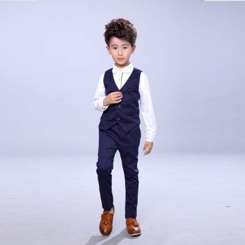Boys Wedding Formal Clothing Sets Children Dress Vest Pants 2PCS Suits Sets Kids Autumn Party Gentleman Clothes Sets