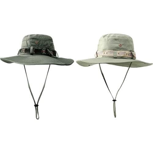 KLV Summer Sun Protection Cap Mens Military Fish Hunt Hats Caps Visor Army Men Tactical Sniper Hats Sun Boonie Hat
