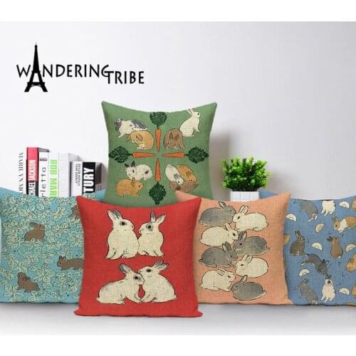 Cartoon Bunny Cushion Cover Rabbit Decoration Pillow Cases Design Kids Decor Linen Pillows Case Coussins Decoratif Sierkussen