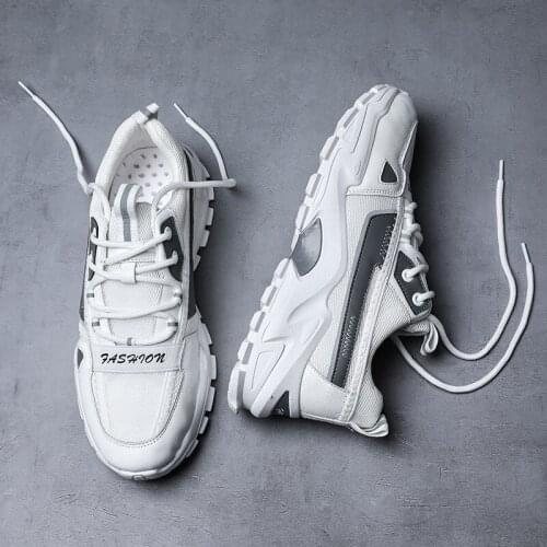 Mens shoes spring 2021 new PU+ breathable net increase oldfathershoe Korean style trendy all-match casual mens sports shoes