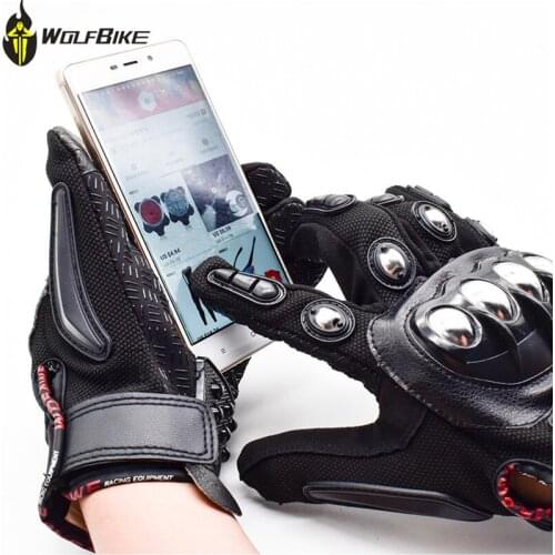WOSAWE Alloy Steel Motorcycle Cycling Gloves Touch Screen Windproof Leather Moto Racing Guantes Skiing Skateboard Palm Protector