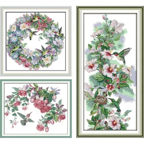 Animal DIY Cross Stitch Kits 14CT Flower Pattern Count Printed Canvas joy sunday Bird Needlework Embroidery set Home Decoration
