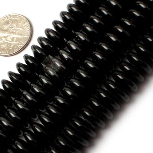 Gem-inside Natural Smooth heishi Rondelle disc Spacer Black Agate Stone Beads For Jewelry Making15inches DIY Jewellery