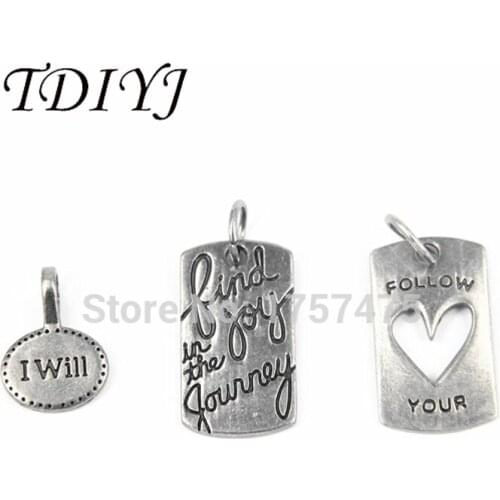 TDIYJ New Arrival Matching Zinc Alloy Floating Tag fit Glass Locket Necklace for Girlfriend 6pcs/lot