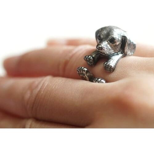 New Trendy Vintage Adjustable Dachshund Wrap Ring Rings free ship