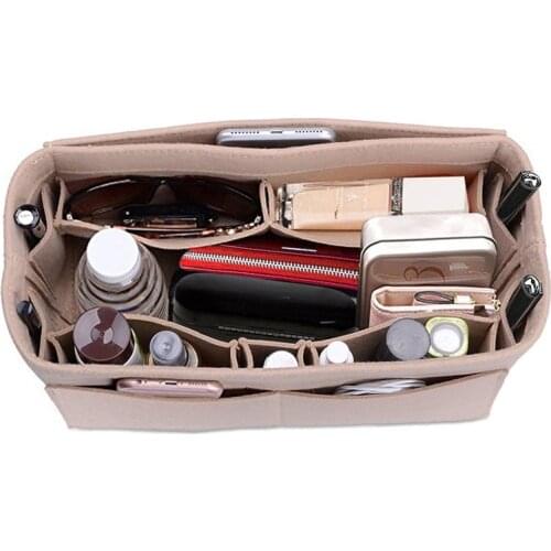 Womens Makeup Organizer/Felt Cloth Insert Storage Bag Multifunctional Cosmetic Bag Makeup Storage Bag for Travel Organizer