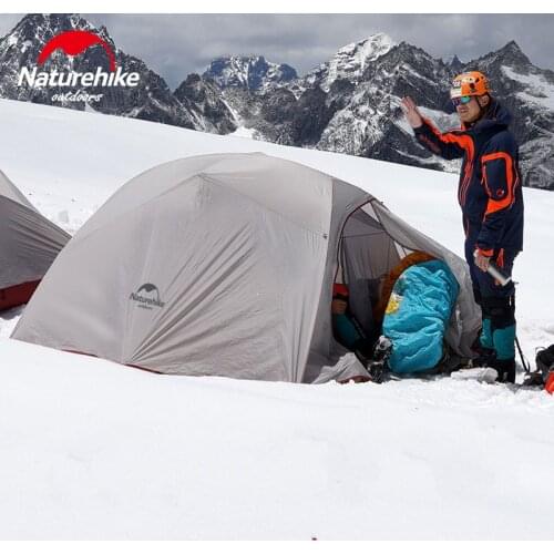 Naturehike Outdoor Tent 3 Person 210T/ 20D Silicone Fabric Double-layer Camping Tent Ultralight Family Tent Aluminum Pole