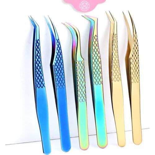 Stainless Steel Eyelashes Tweezers superhard Tweezers High Precision Anti-static tweezer Professional Picking Tool False Eyelash