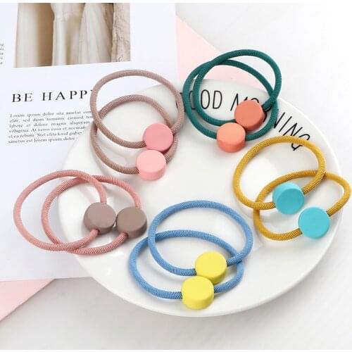 Girl Hair Band Round Shape Headband for Women Colorful Cute Rubber Band Headwear Elastic Korean Hair Accessories Ponytail Holder