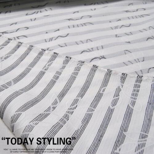 LEO&LIN 38 M/M Gray White Horizontal Stripes Jacquard Silk Cotton Silk Clothing Cloth Fabric DIY Textile Tissue