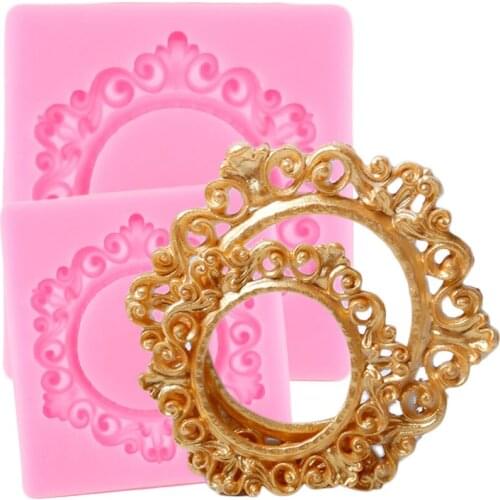 Hexagonal Border Silicone Mold Cupcake Topper Fondant Cake Decorating Tools Chocolate Gumpaste Moulds Polymer Clay Candy Molds