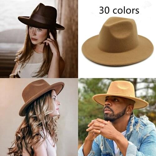 Women winter hats solid panama wide brim felted hats women men caps formal vintage classic camel white black fedora women hats