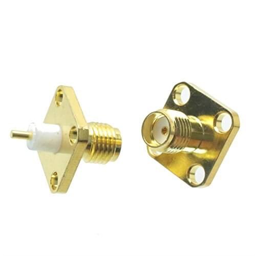 SMA Female Chassis Panel Mount 4 Holes flange PTFE deck Solder RF Coaxial Connectors