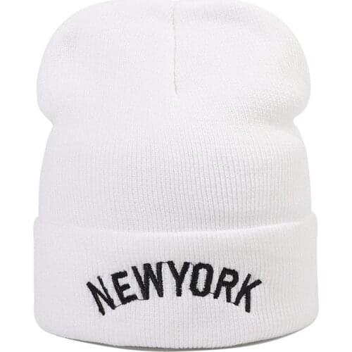 New York Cartoo Beanie Embroidery Winter Hat Keep Warm Cotton Skullies Beanies Hat Hip Hop Knit Cap Casual Dropshipping