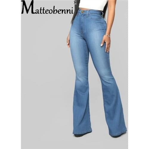Women Clothing Solid Color Slim-Fit Fashion New Arrival Denim Speaker Pants Skinny High Waist Casual Street Jeans Vetement Femme