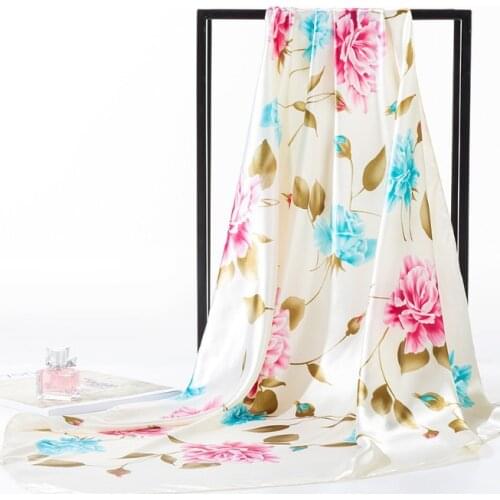 2020 90x90 antiquity print royal court place women Silk twill scarf Satin square tie ladies foulard femme towel bufanda shawl