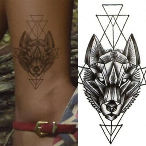 1pc Fashion Black Temporary Tattoo Sticker Wolf Design Full Arm Body Art Big Large Fake Tattoo Sticker Unisex