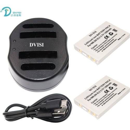 DVISI 2pcs 1.2Ah EN-EL5 EN EL5 Camera Battery with USB Charger for Nikon Coolpix P80 P90 P100 P500 P510 P520 Digital Camera