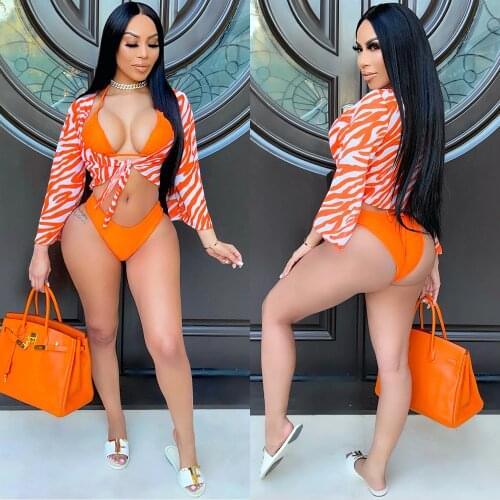 2021 Sexy Female Beach Bikini Sets Womens 3pcs Bandage Halter Brazilian Bikinis Micro Bikini With Cover-Ups Women Beachwear