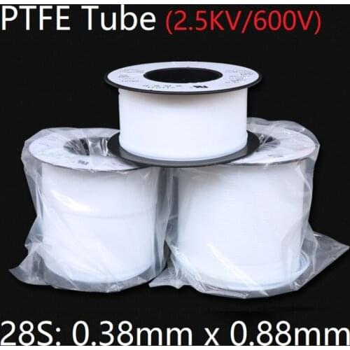 28S 0.38mm x 0.88mm PTFE Tube F46 Insulated Capillary Heat Protector Transmit Hose Rigid Temperature Corrosion Resistance 600V